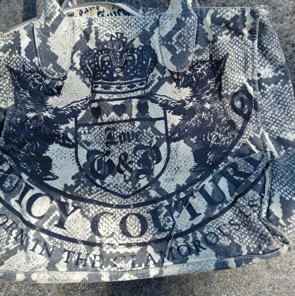 Juicy Couture Love G&P "Y2K" Canvas Snakeskin Tote Bag 2 Scottie Dogs